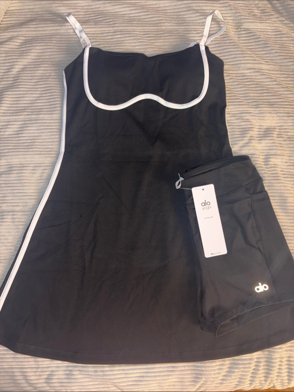ALO Yoga Black Dress with White Piping